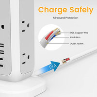 Répartiteur multiprise 11 prolongateur de sortie ca, protection contre les surtensions électriques avec 2 USB Type C, extenseur de chargeur mural