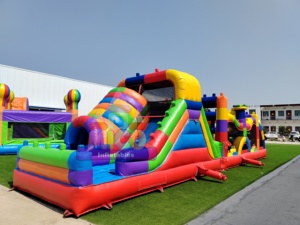 Castillo Inflable Comercial con Obstáculos y Tobogán, Equipo de Juego Inflable para Fiestas Infantiles al Aire Libre, con Certificación CE - Product Image 1
