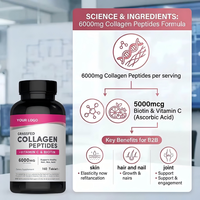 Comprimés de Collagène de Bovins Élevés en Pâturage 6000mg Biotine Vitamine C 360 Comprimés Cheveux Peau Ongles En Stock Marque Privée OEM ODM