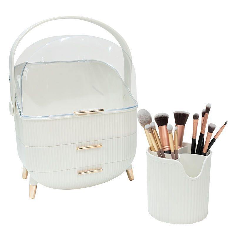 ชุดจัดระเบียบเครื่องสำอางสีขาว