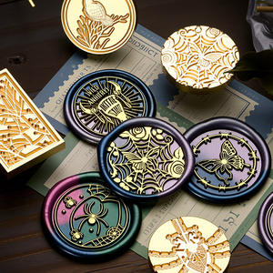 Sceau de cire Dark Five Series, design crâne gravé en laiton, pour la décoration de journal, 50g, en cuivre - Product Image 2