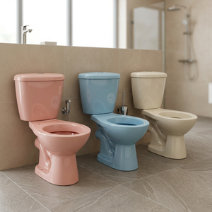 Ensemble de sanitaires économiques colorés, toilettes en céramique, WC italien avec lavabo sur pied en lotus, prix de gros - Product Image 1