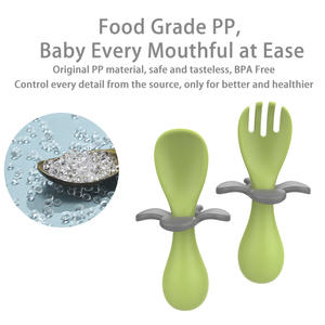 Cuchara de Aprendizaje para Bebés, Primera Etapa, Personalizada, de Plástico, Portátil, <span class=keywords><strong>Cubiertos</strong></span> para Niños Pequeños, Cuchara y Tenedor en Una Sola Caja - Product Image 2