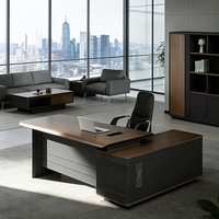 Commandez un ensemble complet de mobilier de bureau de luxe turc, mobilier de bureau moderne en forme de L, placage PVC, bureau de direction.