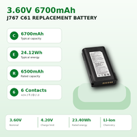 Batería de Repuesto de Iones de Litio Cowon J767 de 3.6V 6700mAh 24.12Wh para el Escáner de Código de Barras Chainway C61 BTRY-C61-67MA