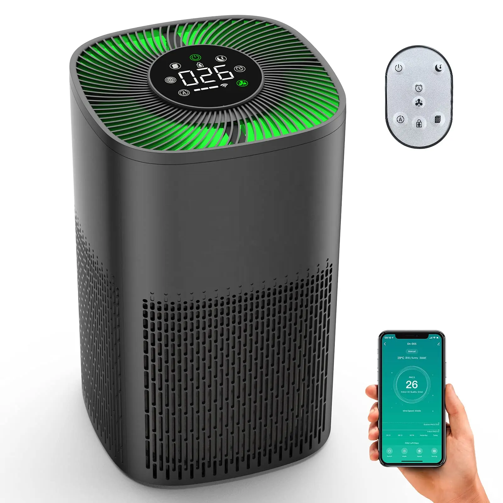 Air Purifiers for Home H13 HEPA Air Cleaner For Smoke Pollen Dander Hair Smell Portable Air Purifier with Sleep Mode Speed
