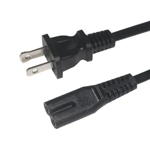 Amerika 2 Prong Ac güç kablosu Nema 1-15p Iec C7 konektörü 18awg polarize şekil 8 kablo ile abd Plug