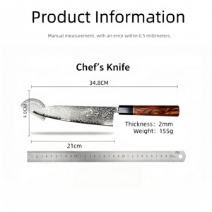 Damascus Nakiri Knife <b>Wooden</b> Handle Japanese Vegetable Kitchen Knife Gift‑boxed Vegetable Cleaver Chef Knife - Product Image 6