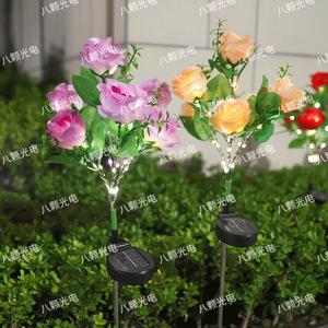 Solar Powered <b>Rose</b> Flower <b>Light</b> Outdoor Lawn Decor Artificial Flowers LED Realistic Valentine'S Day Garden Decoration - Product Image 3
