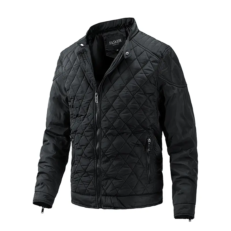 Autumn winter trendy casual men's lightweight coat cotton padded stand up collar tall big plus size quilted fashion jacket