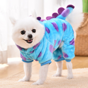 Gilet per Cani in Pile Corallo Sostenibile a Forma di Dinosauro Divertente con Quattro Zampe Cappotto Invernale per Cuccioli - Product Image 1