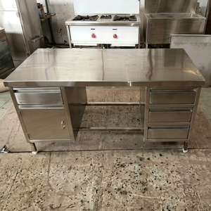 Commercial Stainless Steel <b>Work</b> <b>Table</b> Steel Fabrication Workbench with Drawers and Cabinet for Kitchen Prep - Product Image 1
