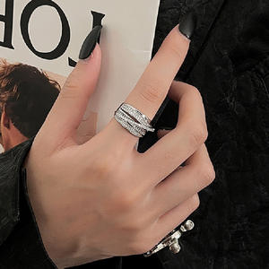 Anillo de Cóctel Geométrico para Mujer, Plata, Circonita Cúbica, Micro Pavé, Anillos de Moda para Fiesta - Product Image 4