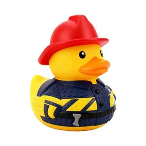 Jouet de bain personnalisé en caoutchouc imprimé, canard pompier, pour bébés et enfants, jouet de baignoire unique avec motifs amusants - Product Image 3