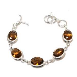 Bracelet à breloques réglable en argent 925 avec topaze fumée pierre précieuse pierre de naissance faite à la main bijoux de fête idées cadeaux - Product Image 5