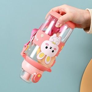 ขวดน้ำพลาสติกสำหรับเด็ก มีสายสะพาย หลอดดูดแบบพับได้ ลายการ์ตูน ปลอดสาร BPA สำหรับเด็ก ใช้ในโรงเรียนและกิจกรรมกลางแจ้ง - Product Image 2