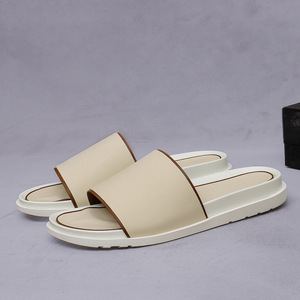 Chaussons en cuir - Sandales compensées d'été, tongs décontractées en cuir, chaussures à enfiler pour hommes durables et respirantes - Product Image 1