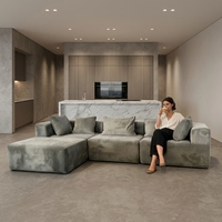 Canapé modulable en forme de L, style moderne, avec rangement intégré, compact et peu encombrant, idéal pour les hôtels et le transport, pour salon.