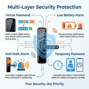 Serrure de porte intelligente biométrique pratique avec reconnaissance rapide des empreintes digitales, Ttlock Tuya WiFi Alexa Google Home Blue Lock pour porte en bois - Product Image 4