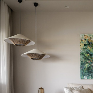 Lampe suspendue de style japonais Wabi Sabi, ronde blanche, E27, avec interrupteur, pour salon, chambre à coucher, salon de thé - Product Image 3