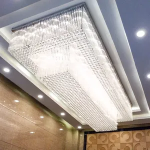 Tempat lilin persegi panjang besar kustom K9 asempat kristal LED 80 Hotel Murano Glass mewah Modern 1 buah 100 30000