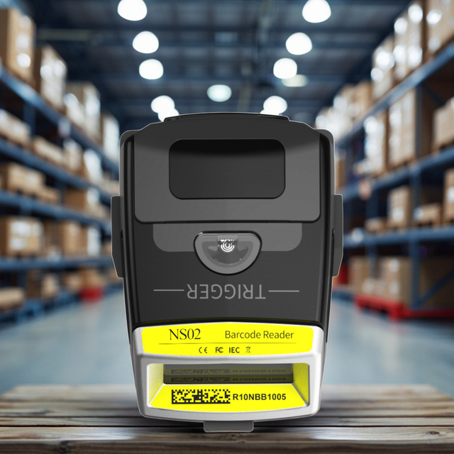 Wireless Cordless NS02 Barcode Scanner Wearable Ring Finger Blue Tooth Auto Scan Mode for Logistics Warehouse and Store