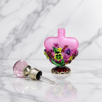Flacon de parfum vintage en verre 5ml, style arabe de Dubaï, fait main, motif floral, rechargeable, mini flacon compte-gouttes vide pour faux cils