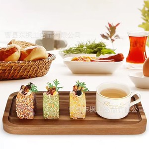 Dongfeng Wooden Rectangular Food <b>Tray</b> Acacia Wood Multifunctional Serving <b>Tray</b> For Snacks Fruit Cheese <b>Dinner</b> Plate - Product Image 1