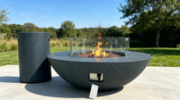 Table de foyer au gaz contemporaine pour patio - Finition en béton foncé pour jardin