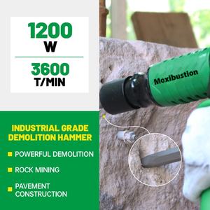 Martillo Perforador Eléctrico de Grado Industrial de 1200W con Mango en <span class=keywords><strong>D</strong></span>, 9.3kg, 3000-4000 <span class=keywords><strong>BPM</strong></span> de Impacto, 220V, Herramienta Potente para Bricolaje en Metal - Product Image 4