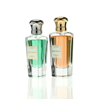 Flacon pulvérisateur de parfum de luxe transparent en gros, 50 ml, 75 ml, vide, en verre noir avec capuchon en alliage de zinc et boîte