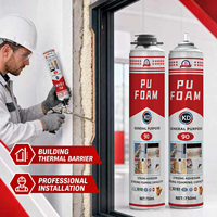 Adhésif isolant en mousse PU expansive pour l'installation de cadres de fenêtres et de portes, barrière thermique pour bâtiments, remplissage