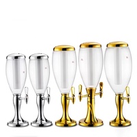 Distributeur de vin et de bière pression portable en plastique de haute qualité avec fût refroidi par glace et système à 2 robinets pour les fêtes, 3 litres