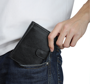 Dompet kulit asli Crazy Horse Brown ramping Bifold RFID Block ID Window 10 kartu dompet Tag udara pria - Product Image 5