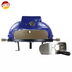 Baja Telur BBQ / SEB KAMADO Gaya Italia Horno De Pizza 21 Inci Keramik Dalam Ruangan Luar Pelet Baking Kecil Mini Pizza Oven Biru