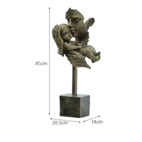 Sculpture Familiale en Résine Finition Bronze Abstrait, Ensemble de 2 Statues Artistiques Parent-Enfant, Décoration d'Intérieur, Vente en Gros, Cadeau OEM, Salon