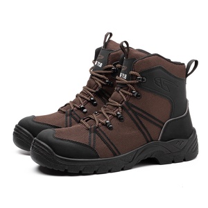 Bottes de sécurité industrielle de luxe à coupe haute pour hommes Construction résistante à l'huile marron foncé avec bout en acier Vente d'automne - Product Image 5