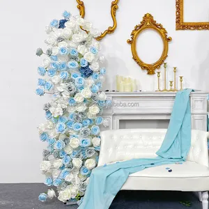 Promise Wedding Backdrop White Blue Flowers Arch Stage Decorative Artificial Flowers Arch For Party