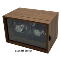 Penggulung Jam Otomatis Ramah Lingkungan Bentuk Persegi Panjang 2 Slot Warna Walnut dari Kayu MDF dengan Organizer LED