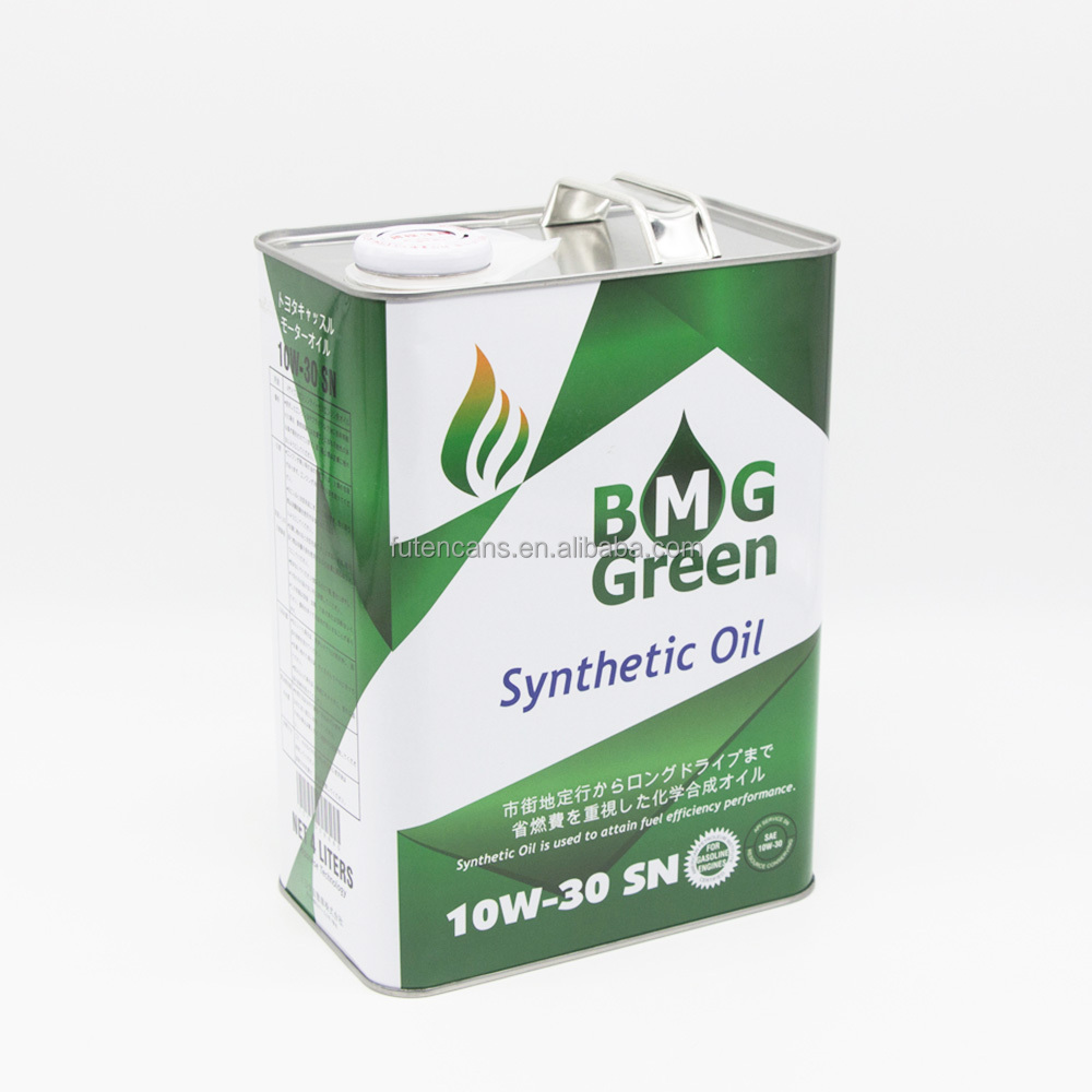 Customized 4L printed tin can square tin motor oil container for engine oil packaging
