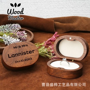 Wooden Jewelry Box Square Engraved Double <b>Ring</b> <b>Storage</b> Wedding Engagement Gift Box - Product Image 5