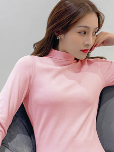 Nouveau 2021 hiver femmes basique t-shirt à manches longues col roulé élastique sous-vêtements T-Shirts pour femmes couleur bonbon hauts t-shirts Camisetas - Product Image 4