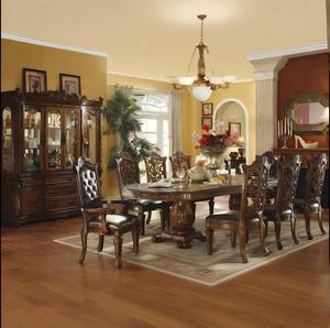 Set <span class=keywords><strong>da</strong></span> pranzo di design di lusso europeo sedie <span class=keywords><strong>da</strong></span> pranzo e tavolo <span class=keywords><strong>da</strong></span> pranzo in legno intagliato a mano reale - Product Image 1