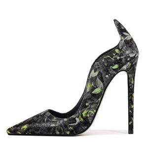 Zapatos de Tacón Alto y Fino con Estampado Floral para Mujer, Zapatos de Vestir con Punta en Pico, Ajuste Amplio, Corte Especial, Talla Grande 47 - Product Image 3