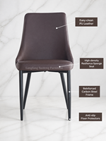 Chaise de salle à manger minimaliste en promotion, avec pieds en métal et revêtement en PU, idéale pour la maison, le bureau ou l'appartement