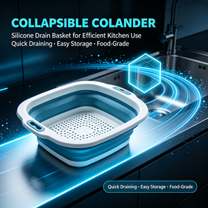 <b>Collapsible</b> Silicone Colander Foldable Drain <b>Basket</b> For Kitchen Fruit Vegetable Washing - Product Image 1