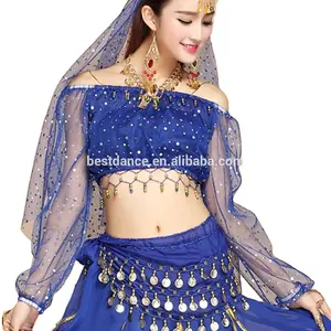 Женские костюмы для танца живота BestDance, одежда для индийских танцев, Топ с длинным рукавом