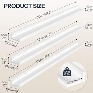 HOOBRO 플로팅 선반, <span class=keywords><strong>3</strong></span>, 47.<span class=keywords><strong>2</strong></span> 인치 행잉 선반 세트 (모서리 및 보이지 않는 브래킷 포함), 욕실용, B - Product Image 3