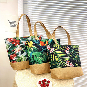 Nouveau personnalisé imprimé grande capacité flore fourre-tout toile <span class=keywords><strong>sac</strong></span> <span class=keywords><strong>à</strong></span> <span class=keywords><strong>main</strong></span> plage <span class=keywords><strong>sac</strong></span> fourre-tout - Product Image 1