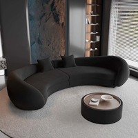 Modernes Geschwungenes Stoffsofa in Sonderform für Hotels und Wohnzimmer – Schwarze Halbrunde Polstergarnitur aus Stoff